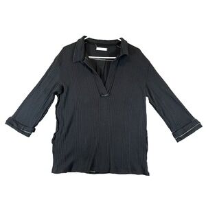 We The Free Pullover Tunic Top Navy XS Raw Edge Seam Free People‎